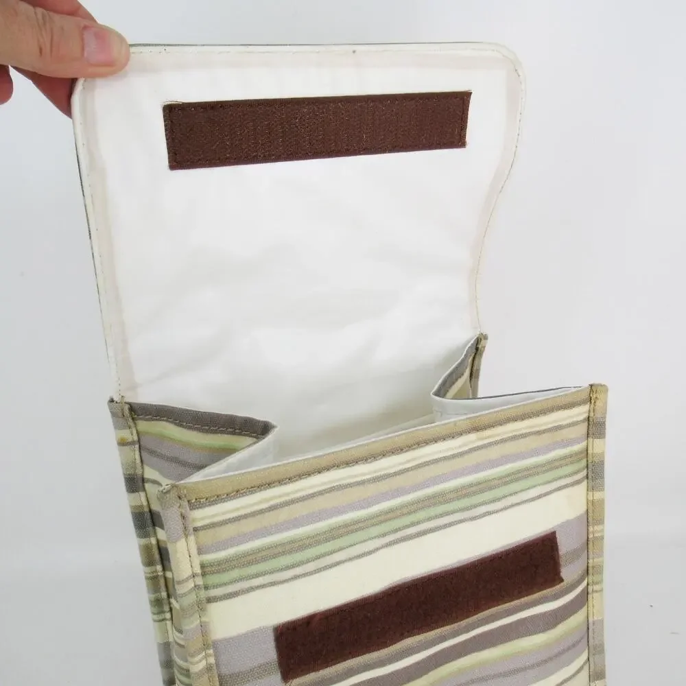 Elliott Lucca Artisan Lunch Bag Women Multicolor Striped Tan Sage Gray Insulated